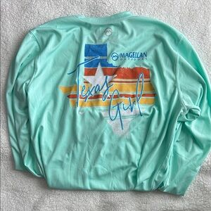 Magellan Outdoors Aqua Texas Graphic Long Sleeve Shirt XL